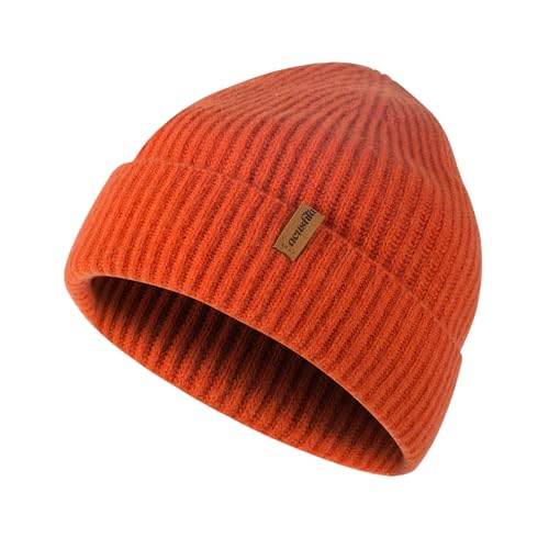 ACUSHLA Beanie aus 100% Merinowolle für Damen und Herren lockere Passform gestrickte Wintermütze Unisex Uhrenkappe Skullie für kaltes Wetter