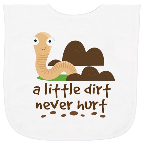 inktastic Funny Dirt Never Hurt Boys Earthworm Baby Terry Cloth Bib