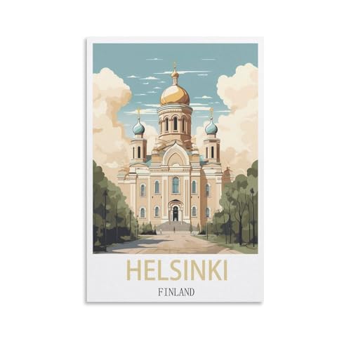 Metallschilder Helsinki Finnland Blechschilder Malerei Café Opernhaus Kunst Wanddekoration Plakette 20x30cm