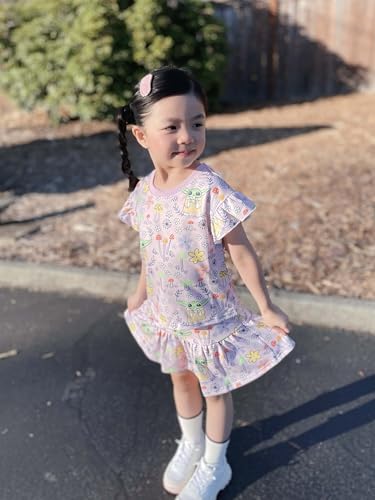 Image of Disney Frozen Elsa Minnie Mouse Stitch Princess Girls' Skirt Sets Ruffle Short Sleeve Clothes 2pcs Outfits Summer Dress 2-9Y
