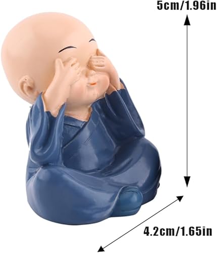 Miniatura 7 de Joyzan Decoración de cuatro monjes, estatuas de sonrisa de bebé, juego de figuras de Buda en miniatura, poca riqueza, pieza de exhibición de la