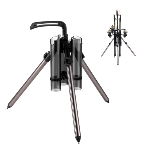 Gisafai Fishing Rod Carrier Foldable Pole Holder Stand 3 Rod Portable Surf Fishing Holder Vertical Beach Pole Storage Freestanding Rack for Garage, Home, Outdoor