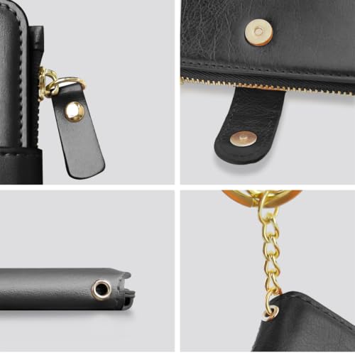 Image of M-Plateau RFID Blocking Slim Keychain Wallet for Women | PU Leather Wallet Keychain with ID Window & Zipper Pocket, Mini Credit Card Case for Daily Carry (Black)