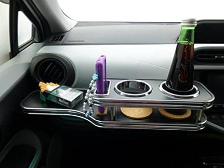 Amazon 数量限定 アクア フロントテーブル レザーブラック 携帯ホルダー助手席側 ブラックフルメッキ トレイ 車 バイク
