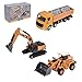 Unimoly Alloy Mini Construction Vehicles, 3Pcs Die-cast Metal Toy Set with Pull Back Action - Excavator, Dump Truck, Bulldozer for Toddlers & Kids 3 4 5 6 7 Years Old Boys Toys