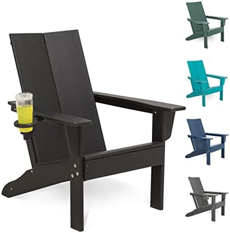 INTOBOO Modern Curveback Adirondack Chair, Elegant Double Plate Design Lounge Chairs, Recycable HDPE Chairs for Outdoor Patio Pool