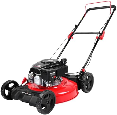 PowerSmart 21 in. Gas Lawn Mower with 144cc OHV Engine, 2-in-1 Push Mower with Mulching & Side-Discharge