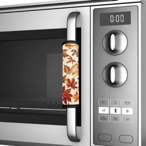 Image of Dreaweet Maple Leaf Fridge Handle Covers Set of 4, Fall Kitchen Decor
