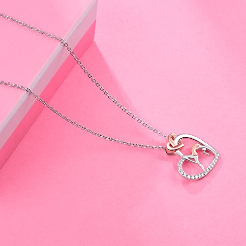 ACJNA 925 Sterling Silver Heart Gymnasitcs Pendant Necklace Balance Beam Sport Team Gymnast Lovers Gift for Women Inspirational Fashion Jewelry (Gymnastics necklace style1) - Image 5