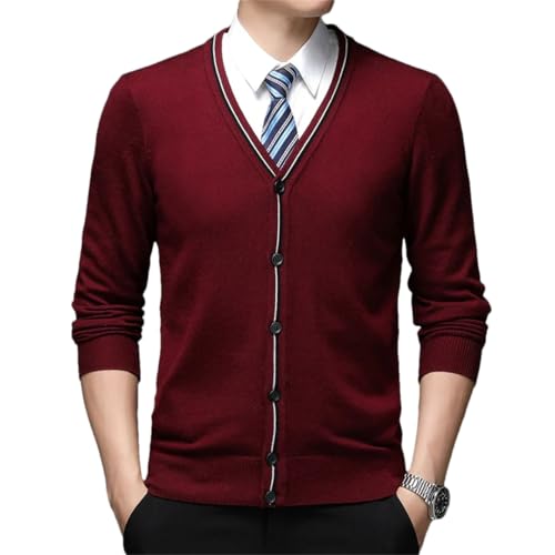 Men Wool Sweater Cardigan Outwear Knit for Winter V Neck Buttons Down Male Casual Clothing