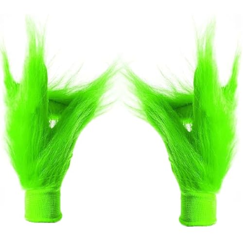 Jul halloween handskar, gröna monsterhandskar, cosplay monster kostym tillbehör 1 par gröna pälshandskar för jul cosplay kostym tillbehör