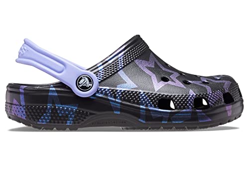 Image of Crocs Unisex-Child Classic Graphic Clog, Stars /Black, 4, Big Kid