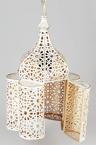 Orientalische Lampe Pendelleuchte Feryal Weiss 37cm E27 Lampenfassung | Marokkanische Design Hängeleuchte Leuchte aus… – Bild 4