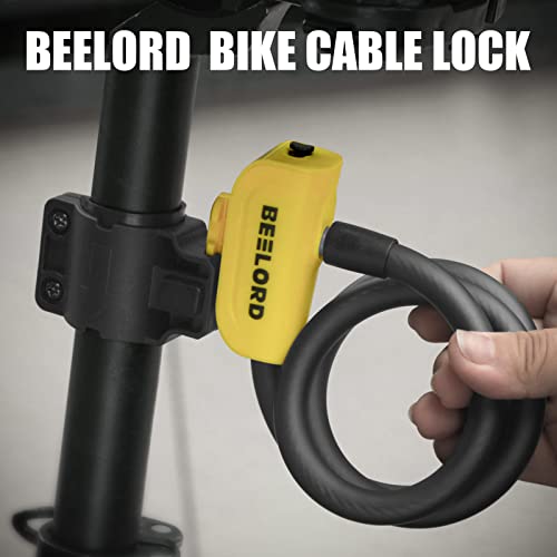 Beelord Bike Cable Lock 2.3Ft Anti Theft Bike Lock,Coiled Secure 2 Keys Bike Locks With Mounting Bracket Road Bike Mountain Scooters #TOP5