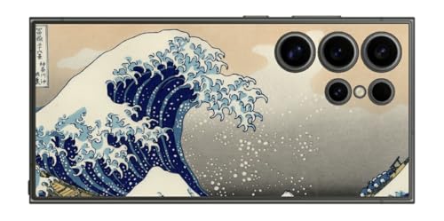 ClearView サムスン Galaxy S24 Ultra用 プリント 背面 保護 フィルム 日本製 浮世絵プリント 葛飾北斎 「富嶽三十六景 神奈川沖浪裏」