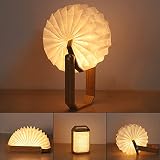 Buchlampe Faltbar Holz - LED Leselampe USB aufladbar Nacht Nachttischlampe - Buch Lampe Stimmungsbeleuchtung Flach Warmweiß Schreibtischlampe für Kinder Freundin Geschenk Home Deco, 10.3*11.3*17cm