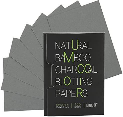 Mirucoo 100 Count Natural Bamboo Charcoal Blotting Papers Organic Facial Oil Absorbing Sheets for Oily Skin Care Daily Oil Control Linen Tissues (100 PCS/PK, 1 PK)