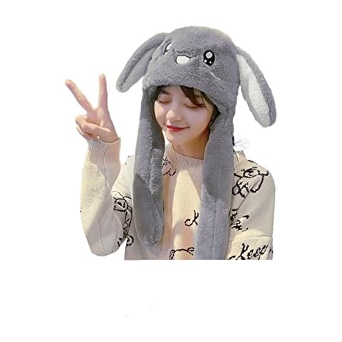 Topwon Bunny Hat Funny Plush Winter Animal Hats Earflap Rabbit Dresse Up Cosplay Party Costume Accessories Headgear - Grey Cover