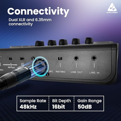 Image of Audio Array AI-06 Streaming Audio Mixer Sound Card | XLR, 1 /4 inch & line in | PC /Phone RGB Mixer with Volume Fader, Individual Control, Mute and Monitoring, 48V Phantom Power | Stream, Podcast & Karaoke