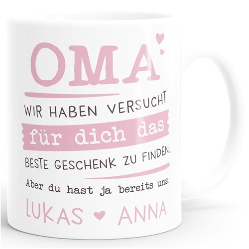 SpecialMe® Tasse personalisiertes Geschenk Spruch Papa/Mama/Oma/Opa Wir habe versucht für dich das beste Geschenk zu finden... anpassbare Namen Weiss Keramik-Tasse