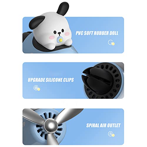 Image of Car fragrance diffuser pilot car air outlet fragrance diffuser cartoon rotating fan leaf car perfume cute cartoon shape car perfume air freshener with 2 fragrances (dog)