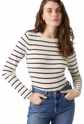 Levi's Rib Crew Sweater Brandy Stripe Egret NAV – Ansicht 1