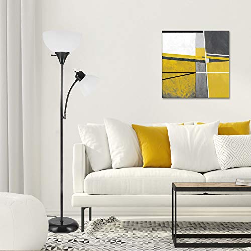Globe Electric 67135 72" Torchiere Floor Lamp + Adjustable Reading Light, Matte Black, Frosted Plastic Shade, 3-Step Rotary Switch On Floor Lamp Socket, Home Improvement, Home Office Accessories #TOP5