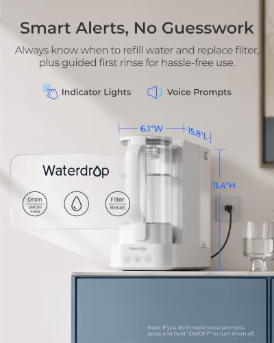 Image of Waterdrop C2S Countertop RO Filtration System, 40oz Autofill Glass Pitcher | 6-Stage RO Water Filter, Reduce PFAS /TDS, 3:1 Pure to Drain, Compact Design for 1-2 People, Room-Temp Water, No Installation