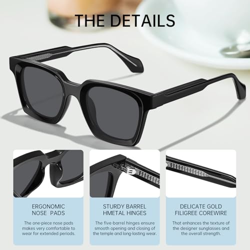 STGATN Trendy Acetate Polarized Sunglasses for Women UV400 Protection, Classic Square Style Shades Anti-glare Sun Glasses2