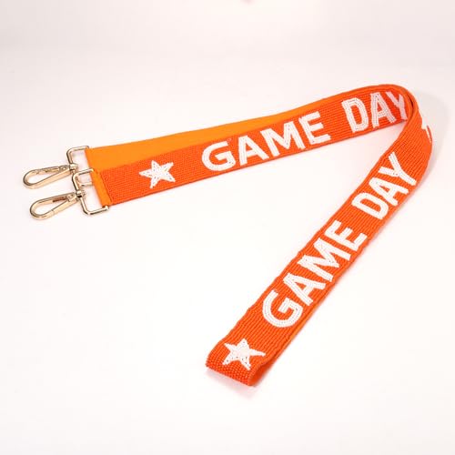 Image of Game Day Purse Straps Replacement Beaded Purse Strap Wide Crossbody Bag Straps Stadium Football Clear Bag Straps Accessories (Orange White)