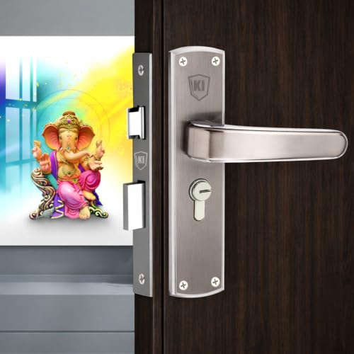 Image of 8 inch Mortise Door Lock for Home Main Door & Bedroom with Handleset | Heavy-Duty 65 mm Brass Cylinder | Left-Right Fit 30-50mm Door Home Office Hotel | 3 Brass Keys | Matt Finish | CY-1005