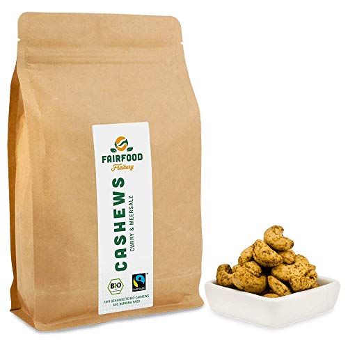 Bio Fairtrade Cashewkerne mit Curry & Meersalz (500g) | Geröstet in Freiburger Manufaktur | Fair gehandelte Cashews aus Burkina Faso Cover