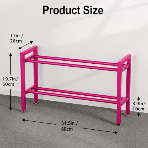 Image of WINSTAR 2-Tier Adjustable Dumbbell Rack | Heavy-Duty Home Gym Weight Storage Stand for Dumbbells & Kettlebells | Space-Saving Home Gym Organizer (Rack Only, Fuchsia Pink)