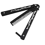 Funtuan Dragon Totem Stainless Steel Practice Butterfly Knife Trainer and Comb Knife Trainer (Black)