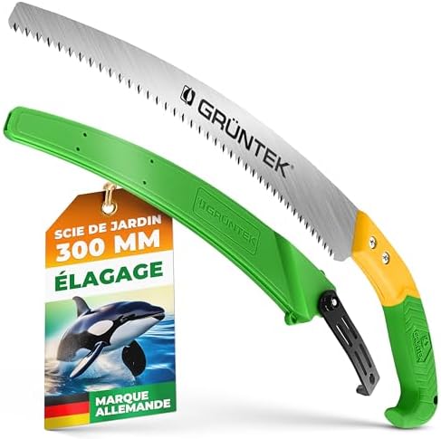 GRÜNTEK Scie d'élagage 380mm avec Lame Japonaise. Scie a main a b...