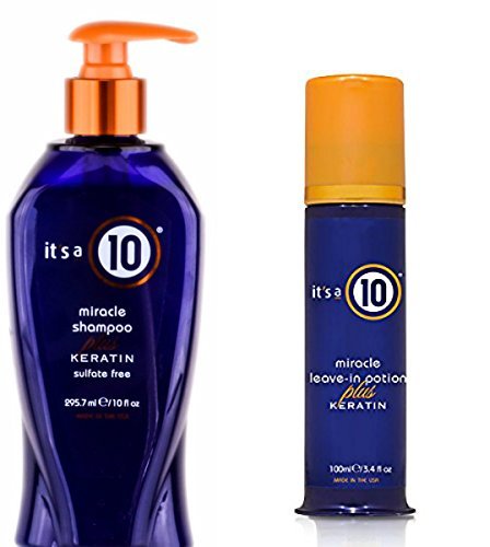 It's a 10 Miracle Shampoo Plus Keratin, 10 Ounce + It's A 10 Miracle Leave In Potion Plus Keratin, 3.4 Fluid Ounce