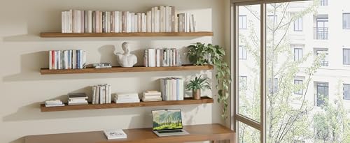 Image of ROGMARS 72 Inches Long Walnut Floating Shelves