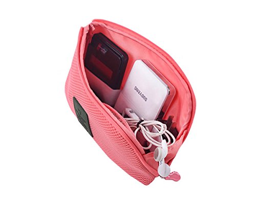 UQueen Fashion Creative Business Travel Multifunctional Shockproof Digital Storage Bag Charger Headset Data Cable Makeup Mobile-phone Case (Red)