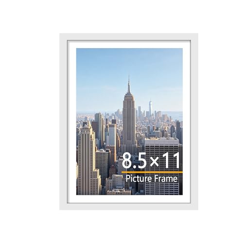 Hogaryo 8.5x11 Picture Frame Display Pictures 8.5 x 11 Without Mat Wall Hanging Photo Frame White 1 Pack
