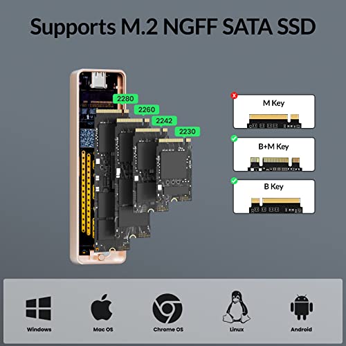 M.2 SATA SSD Enclosure Reader, USB C Cable miniatura 3