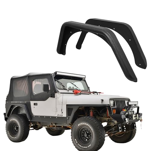 Tidal Black Steel Rear Fender Flare Armor Rock Guard Fit for 87-95 Wrangler YJ