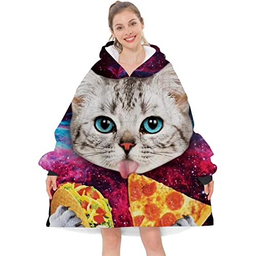 SBXDIO Adult Wearable Blanket Hoodie, Oversized Blanket Sweatshirt with Hood Pocket and Sleeves, Super Soft Warm Comfy Plush Hooded Blanket One Size Fits All