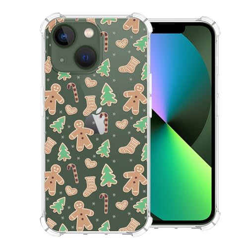 Coque iPhone 13 Noël transparente en silicone souple avec motif bonhomme en pain d'épices