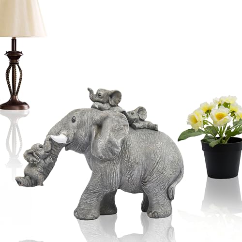 Estatua de elefante decorativa de resina gris miniatura 2