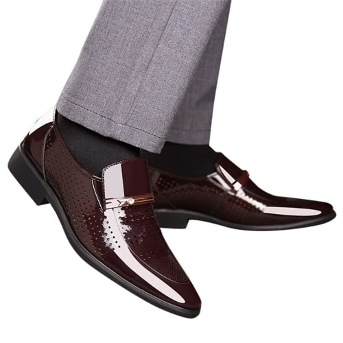 BORAMAX Mens Leather Oxford Shoes Male Pointed Toe Suit Shoes Flats Men Business Shoes wingtip Dress Shoes PU Leather Shoes4