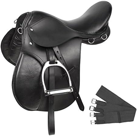Acerugs Premium Black Leather English All Purpose Jumping Horse Saddle TACK Starter Package Set 15 16 17 18