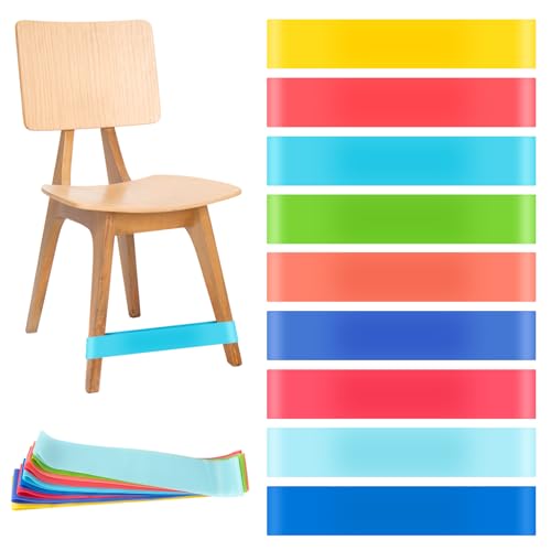 MXTIMWAN 9 Stück Dehnbare Stuhlbänder für Kinder, Stuhl Stretch Fußbänder, Klassenzimmerstuhlbänder, Elastische Stuhlbänder zur Förderung der Konzentration, Reduzierung von Unruhe bei ADHS