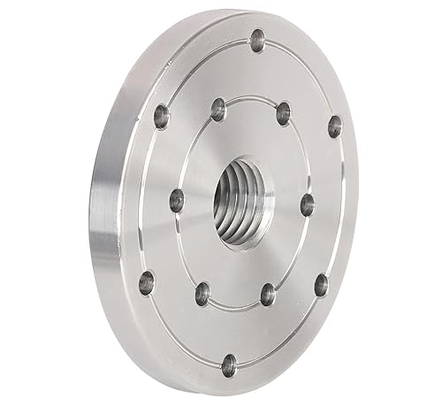 VINWOX 4" Wood Lathe Steel Faceplate, 1”x8TPI Spindle Thread Woodworking Machine Chuck Face Plate