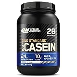 Optimum Nutrition Gold Standard 100% Casein langsam abbauendes Proteinpulver mit Zink, Magnesium & Aminosäuren, fördert Muskelwachstum & Reparatur über Nacht, Cookies & Cream, 28 Portionen, 924 g