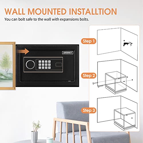 0.5 Cu Ft Small Safe Box For Money, Home Security Safe With Digital Keypad Key, Fireproof Safe For Firearm Medicine Money Documents Valuables #TOP6